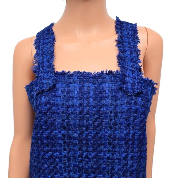 NWT Zara Tweed Dress Textured Pinafore Mini Women XL Blue Bloggers Favorite - Picture 9 of 15